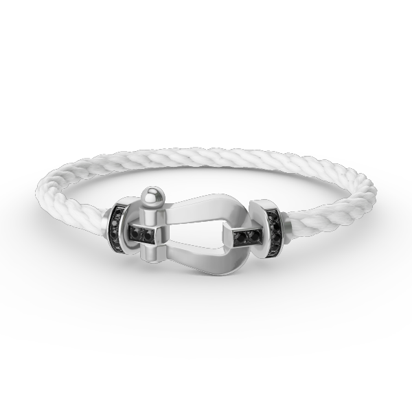 LUXEIFY FORCE LARGE HORSESHOE BLACK DIAMOND BRACELET SILVER