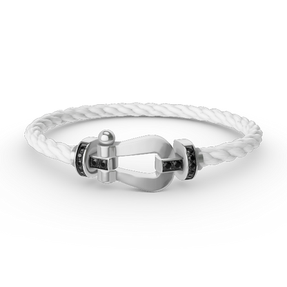 LUXEIFY FORCE LARGE HORSESHOE BLACK DIAMOND BRACELET SILVER