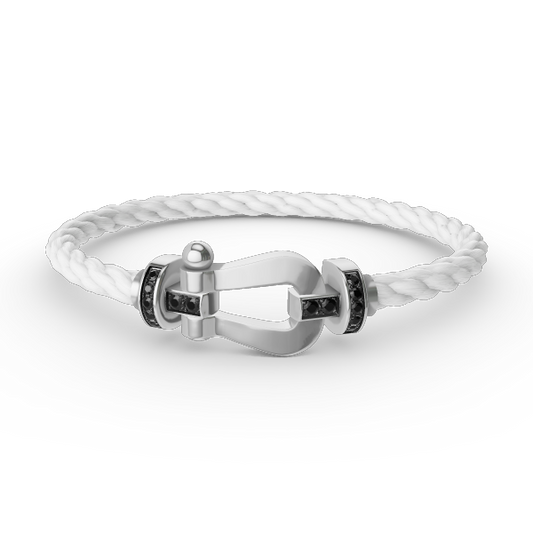 LUXEIFY FORCE LARGE HORSESHOE BLACK DIAMOND BRACELET SILVER