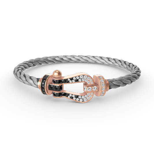 LUXEIFY FORCE LARGE HORSESHOE BLACK WHITE DIAMOND BRACELET ROSE GOLD