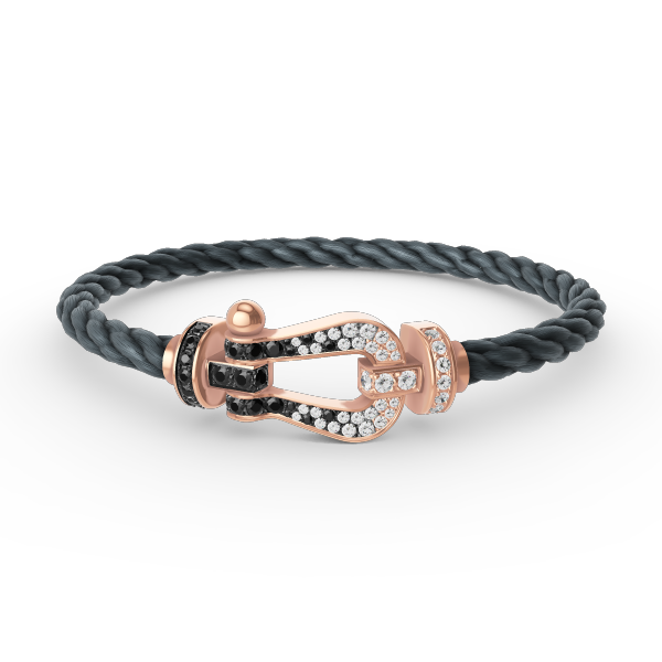 LUXEIFY FORCE LARGE HORSESHOE BLACK WHITE DIAMOND BRACELET ROSE GOLD