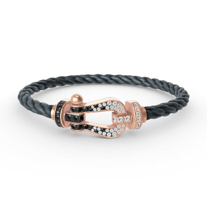 LUXEIFY FORCE LARGE HORSESHOE BLACK WHITE DIAMOND BRACELET ROSE GOLD