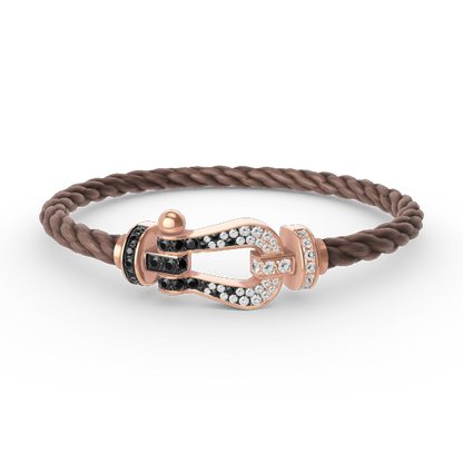LUXEIFY FORCE LARGE HORSESHOE BLACK WHITE DIAMOND BRACELET ROSE GOLD