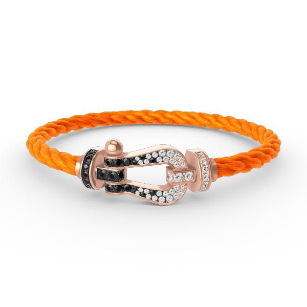LUXEIFY FORCE LARGE HORSESHOE BLACK WHITE DIAMOND BRACELET ROSE GOLD