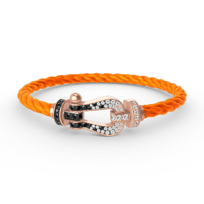 LUXEIFY FORCE LARGE HORSESHOE BLACK WHITE DIAMOND BRACELET ROSE GOLD