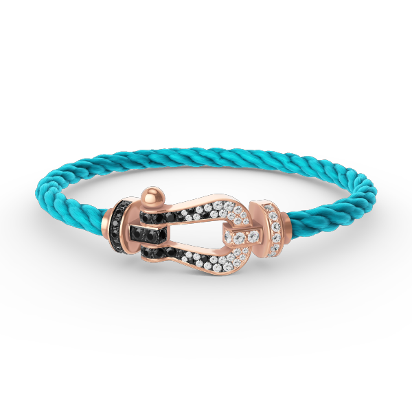 LUXEIFY FORCE LARGE HORSESHOE BLACK WHITE DIAMOND BRACELET ROSE GOLD