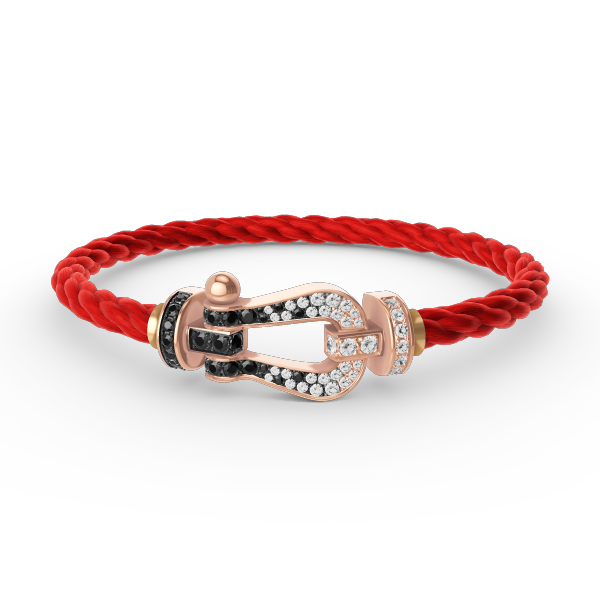 LUXEIFY FORCE LARGE HORSESHOE BLACK WHITE DIAMOND BRACELET ROSE GOLD