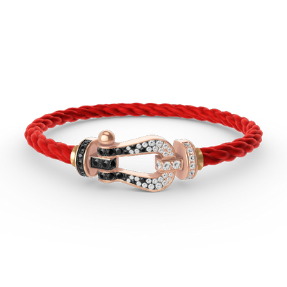 LUXEIFY FORCE LARGE HORSESHOE BLACK WHITE DIAMOND BRACELET ROSE GOLD