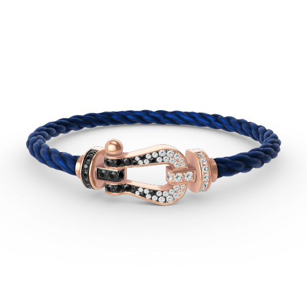 LUXEIFY FORCE LARGE HORSESHOE BLACK WHITE DIAMOND BRACELET ROSE GOLD