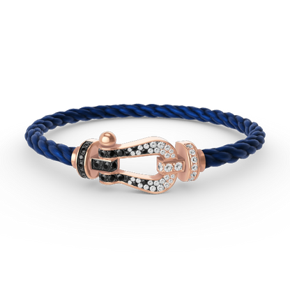 LUXEIFY FORCE LARGE HORSESHOE BLACK WHITE DIAMOND BRACELET ROSE GOLD