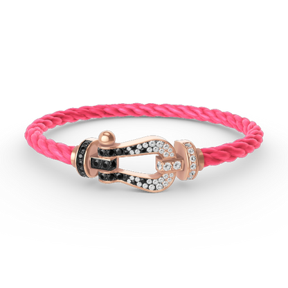 LUXEIFY FORCE LARGE HORSESHOE BLACK WHITE DIAMOND BRACELET ROSE GOLD