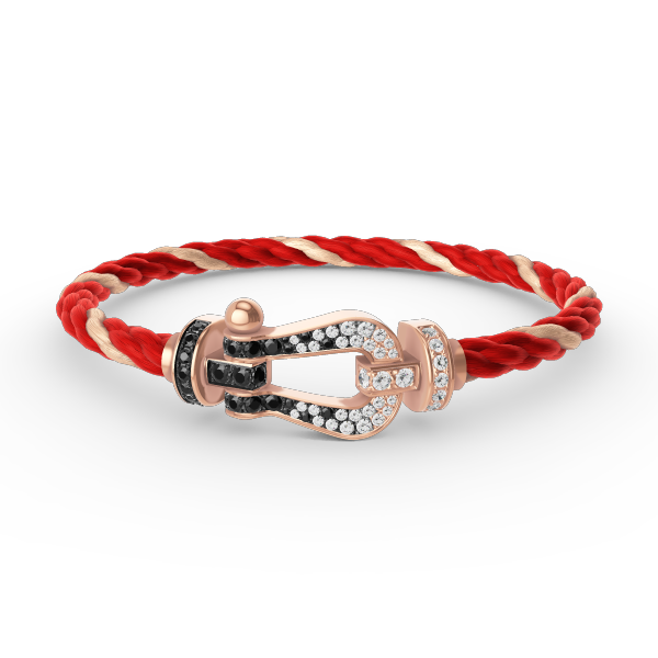 LUXEIFY FORCE LARGE HORSESHOE BLACK WHITE DIAMOND BRACELET ROSE GOLD