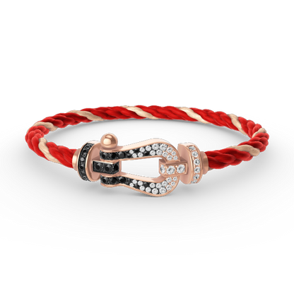 LUXEIFY FORCE LARGE HORSESHOE BLACK WHITE DIAMOND BRACELET ROSE GOLD
