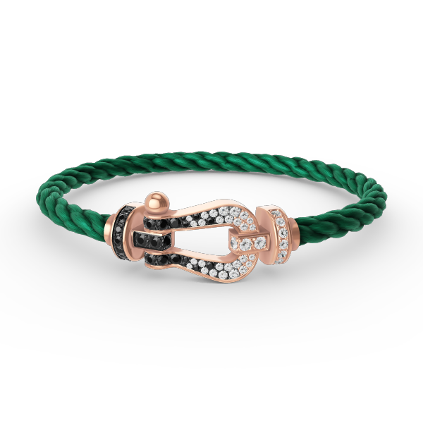 LUXEIFY FORCE LARGE HORSESHOE BLACK WHITE DIAMOND BRACELET ROSE GOLD