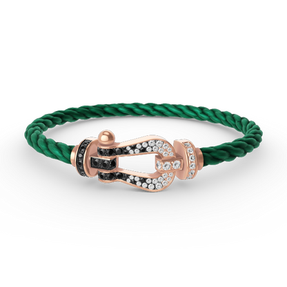 LUXEIFY FORCE LARGE HORSESHOE BLACK WHITE DIAMOND BRACELET ROSE GOLD