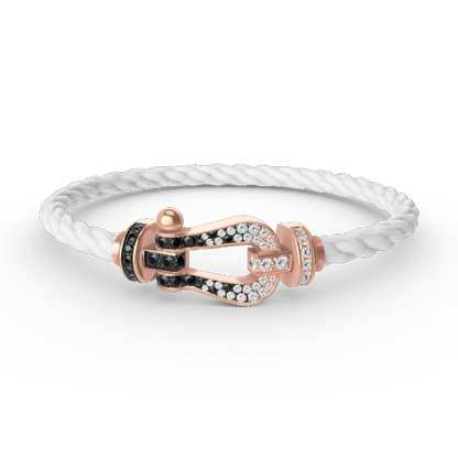 LUXEIFY FORCE LARGE HORSESHOE BLACK WHITE DIAMOND BRACELET ROSE GOLD