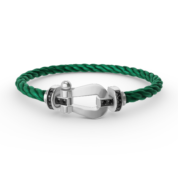 LUXEIFY FORCE LARGE HORSESHOE BLACK DIAMOND BRACELET SILVER