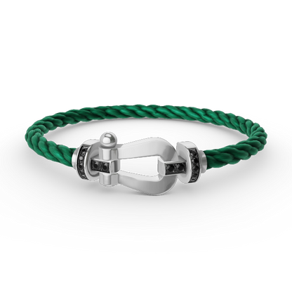 LUXEIFY FORCE LARGE HORSESHOE BLACK DIAMOND BRACELET SILVER