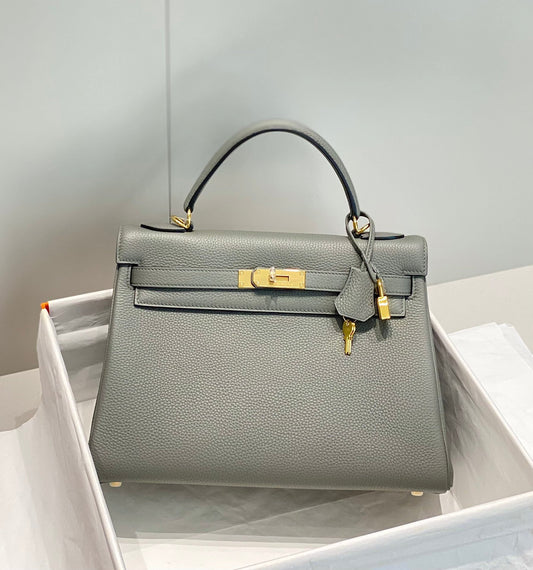 HM KELLY 25CM GRAY TOGO GOLD HARDWARE