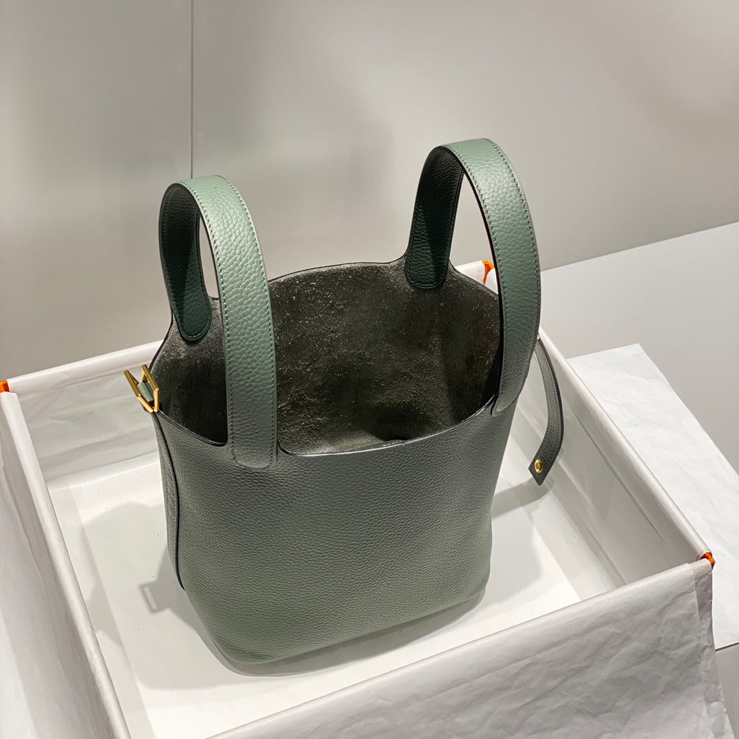 picotin lock grass green togo leather gold hardware