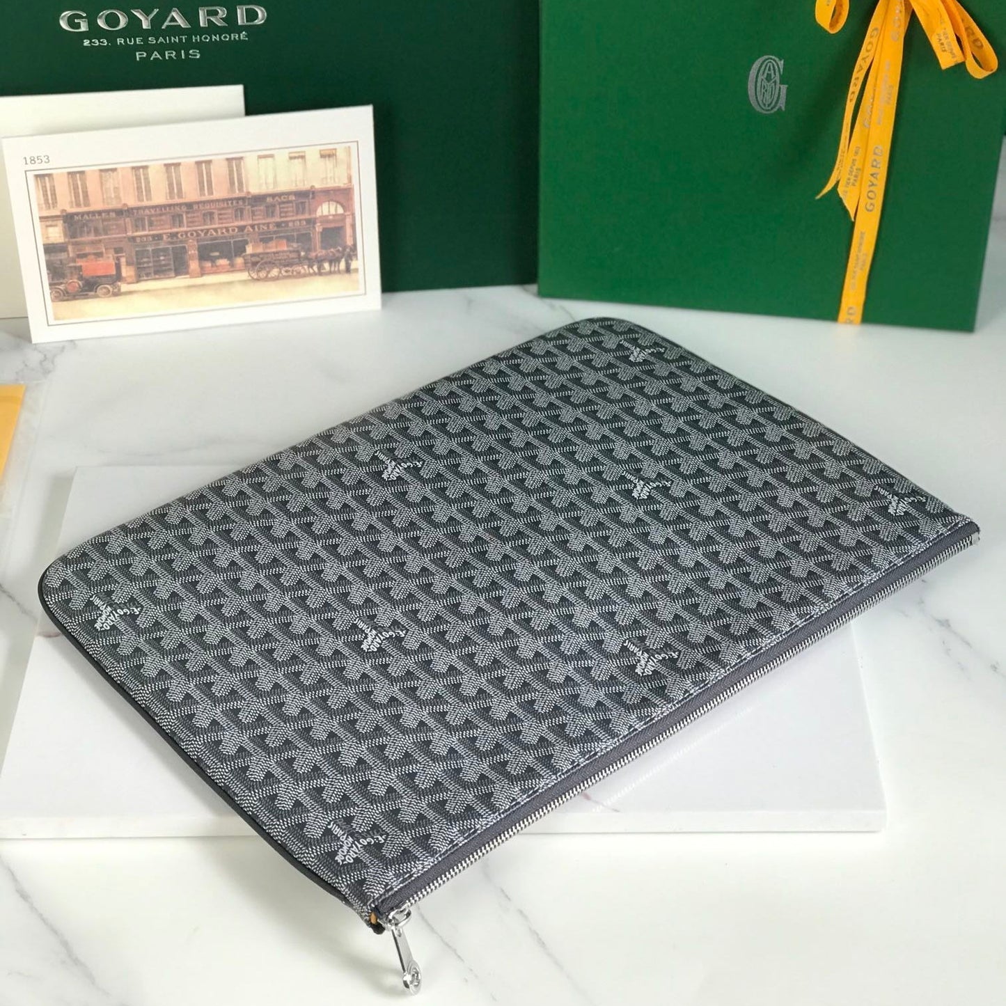 S¨¦NAT MGM POUCH 40 IN GREY GOYARDINE CANVAS