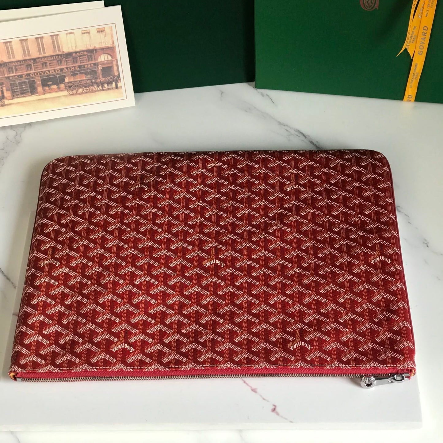 S¨¦NAT MGM POUCH 40 IN MONZA RED GOYARDINE CANVAS