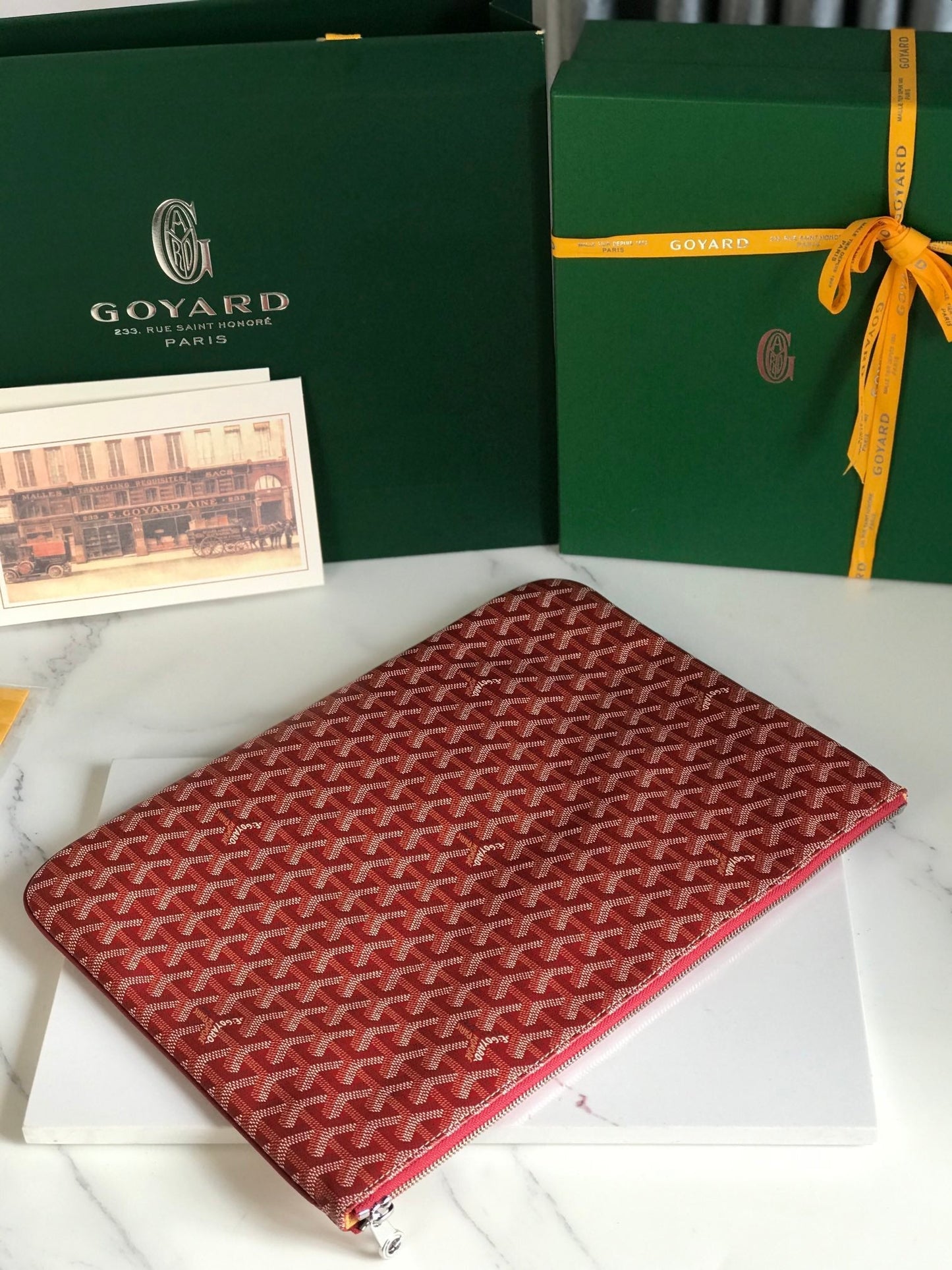 S¨¦NAT MGM POUCH 40 IN MONZA RED GOYARDINE CANVAS