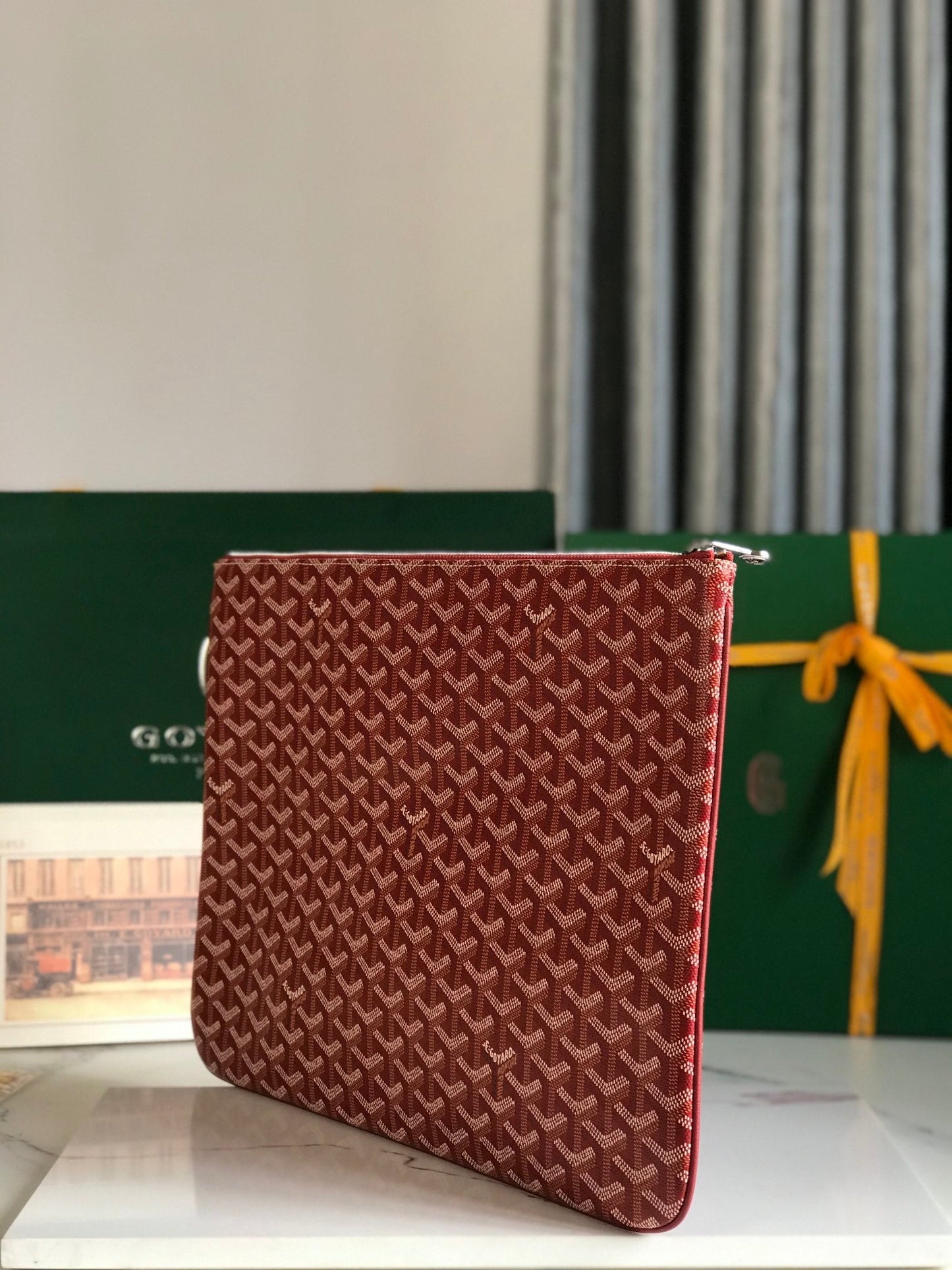 S¨¦NAT MGM POUCH 40 IN MONZA RED GOYARDINE CANVAS