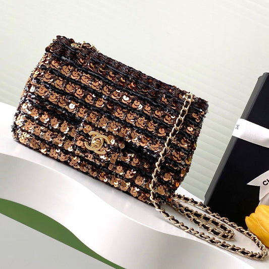 CC 25C Black Bronze Sequin Gold Hardware