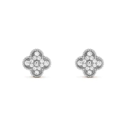 CLOVER 1 MOTIFS DIAMOND STUD EARRINGS SILVER