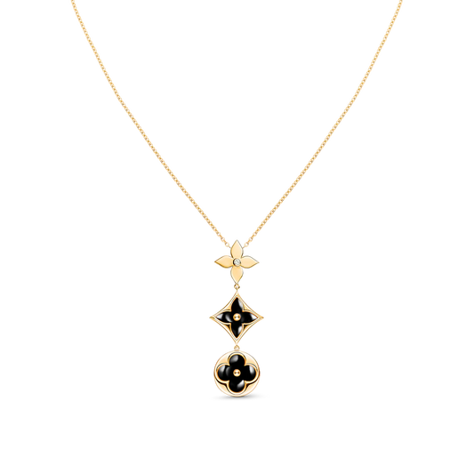 LUXEIFY STAR AND SUN ONYX PINK GOLD NECKLACE