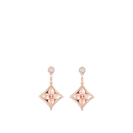 LUXEIFY DOUBLE STAR PINK GOLD MOP DROP EARRINGS
