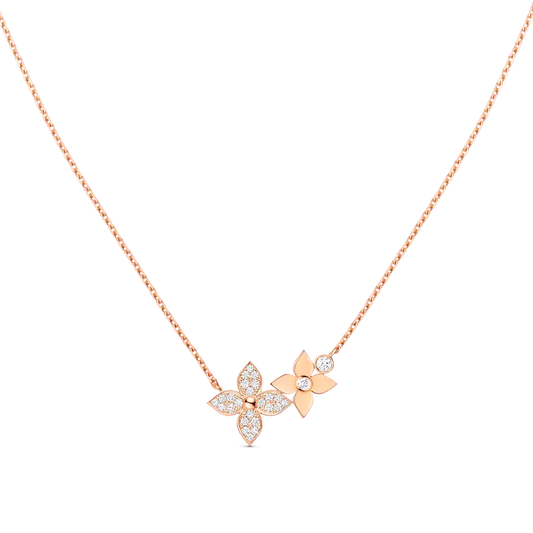 LUXEIFY STAR BLOSSOM NECKLACE PINK GOLD DIAMONDS