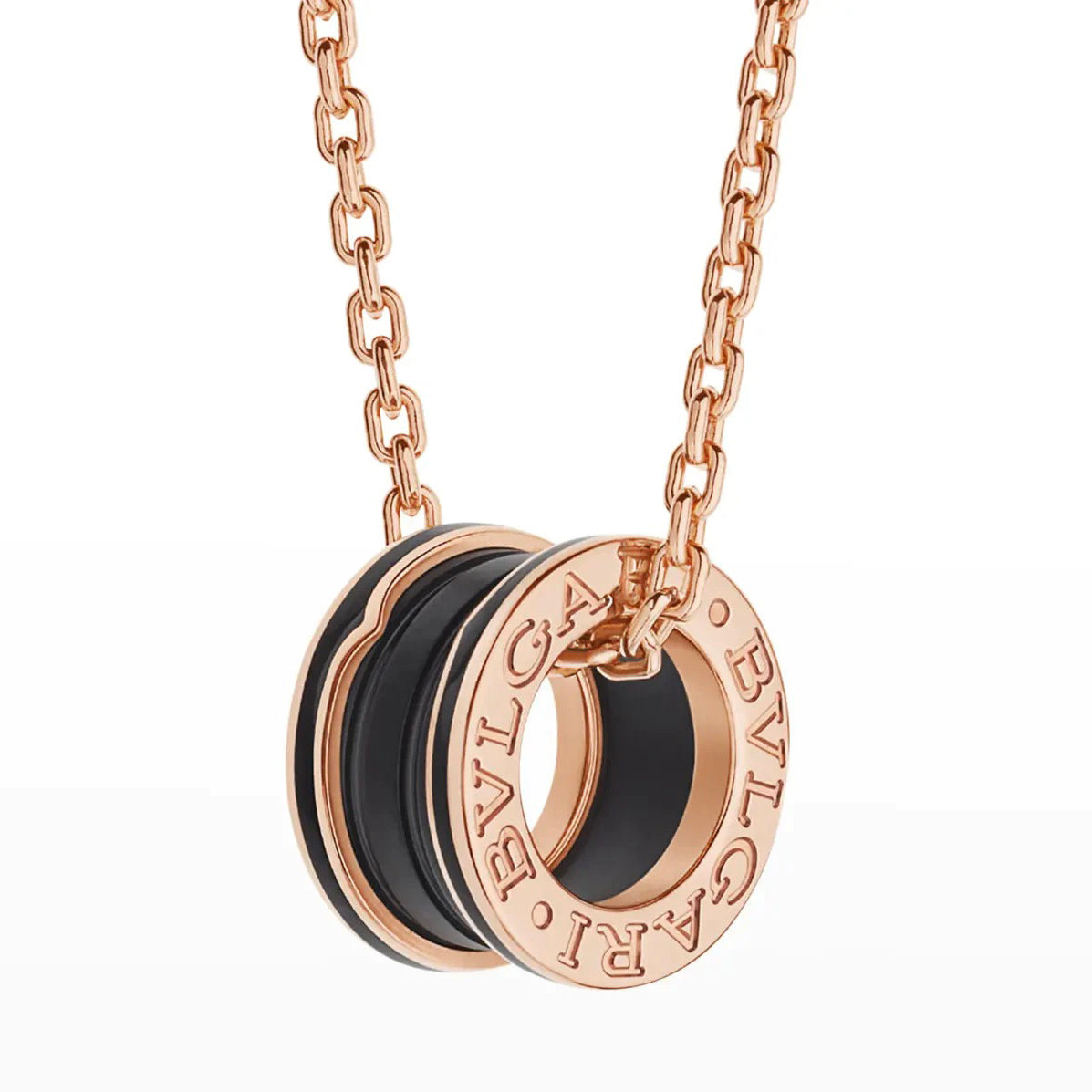 LUXEIFY ZERO 1 BLACK CERAMIC PINK GOLD NECKLACE