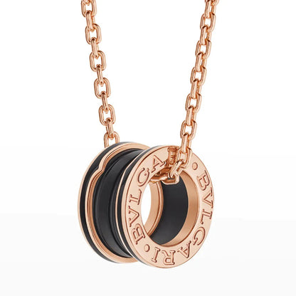 LUXEIFY ZERO 1 BLACK CERAMIC PINK GOLD NECKLACE