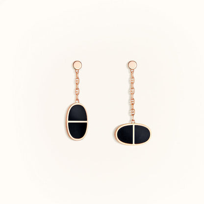 LUXEIFY CHAINE VERSO BLACK CERAMIC EARRINGS