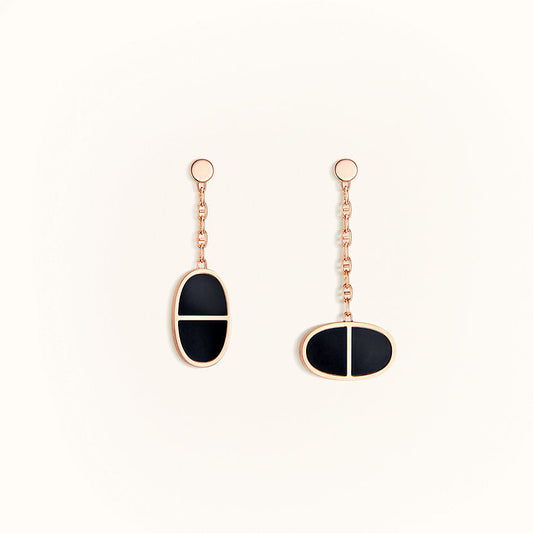 LUXEIFY CHAINE VERSO BLACK CERAMIC EARRINGS