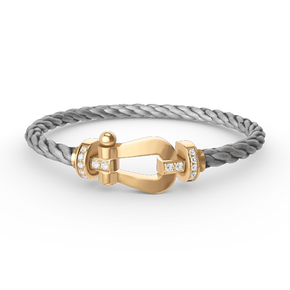 LUXEIFY FORCE LARGE HORSESHOE HALF DIAMOND BRACELET GOLD
