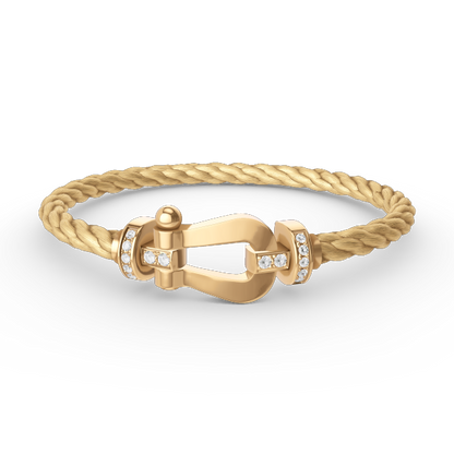 LUXEIFY FORCE LARGE HORSESHOE HALF DIAMOND BRACELET GOLD