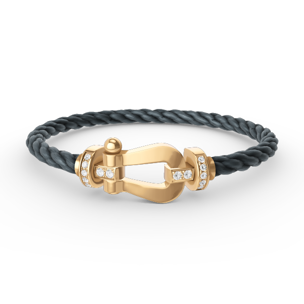 LUXEIFY FORCE LARGE HORSESHOE HALF DIAMOND BRACELET GOLD