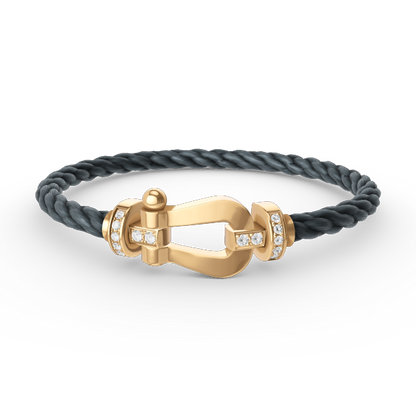 LUXEIFY FORCE LARGE HORSESHOE HALF DIAMOND BRACELET GOLD