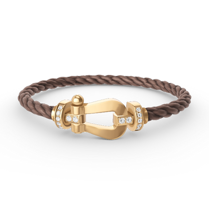 LUXEIFY FORCE LARGE HORSESHOE HALF DIAMOND BRACELET GOLD