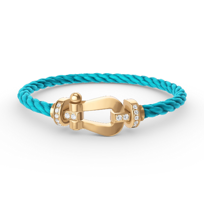LUXEIFY FORCE LARGE HORSESHOE HALF DIAMOND BRACELET GOLD