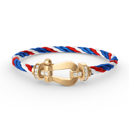 LUXEIFY FORCE LARGE HORSESHOE HALF DIAMOND BRACELET GOLD