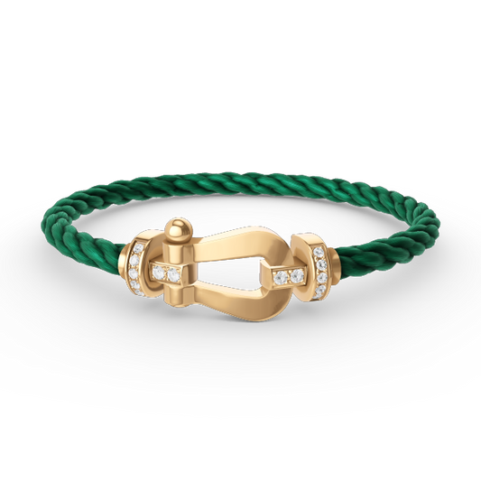 LUXEIFY FORCE LARGE HORSESHOE HALF DIAMOND BRACELET GOLD