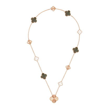 DETACHABLE CLOVER 15(11+4) FLOWER ROSE GOLD NECKLACE SET