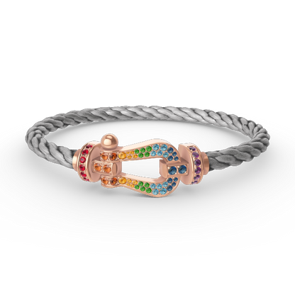 LUXEIFY FORCE LARGE HORSESHOE  COLORED DIAMOND BRACELET ROSE GOLD