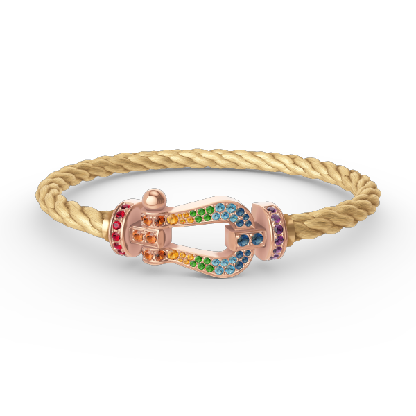 LUXEIFY FORCE LARGE HORSESHOE  COLORED DIAMOND BRACELET ROSE GOLD