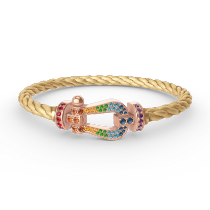 LUXEIFY FORCE LARGE HORSESHOE  COLORED DIAMOND BRACELET ROSE GOLD