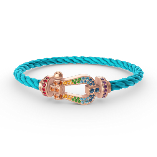 LUXEIFY FORCE LARGE HORSESHOE  COLORED DIAMOND BRACELET ROSE GOLD